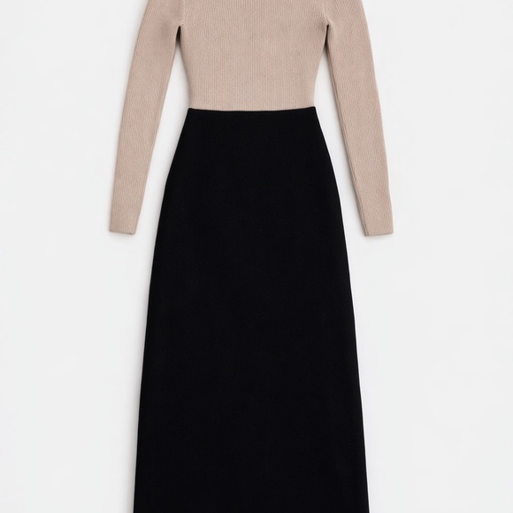 BCBG Paris High Neck Front Cut Out Ribbed Bodycon Midi Sweater Dress 16 - Picture 4 of 7